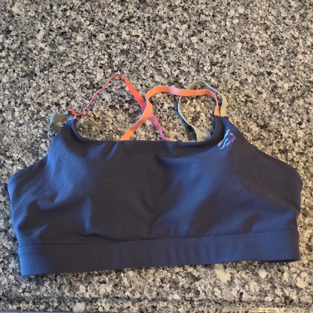 Peloton Dark Blue Bikini Top with Multicolor Straps